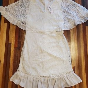 L Love White Lace Dress NWT M